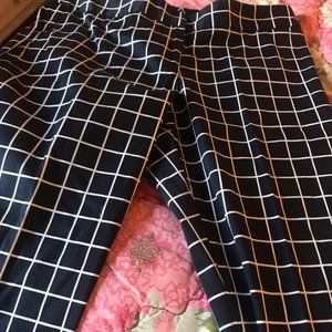 Navy/white polished cotton slacks, 12P, Talbots